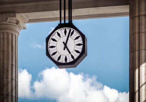 Station clock and sky