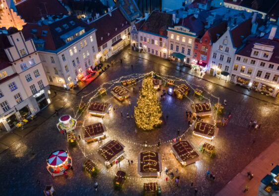 Aerial view to Tallinn Christmas market