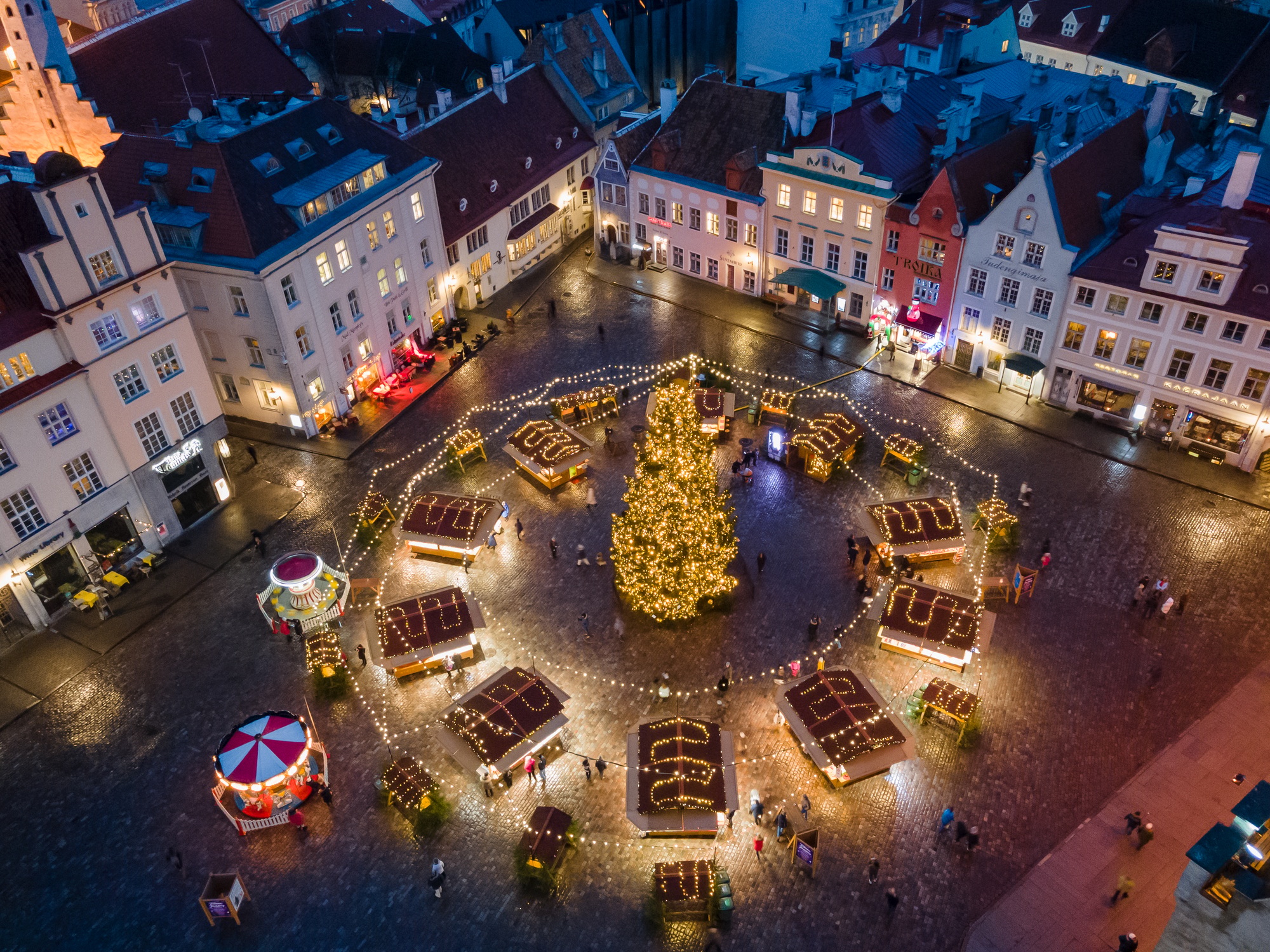 Aerial view to Tallinn Christmas market