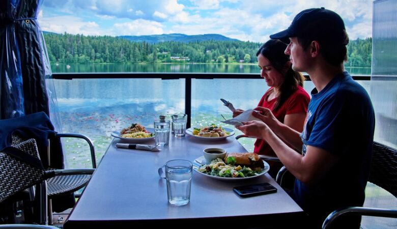 Couple sitting in restaurant